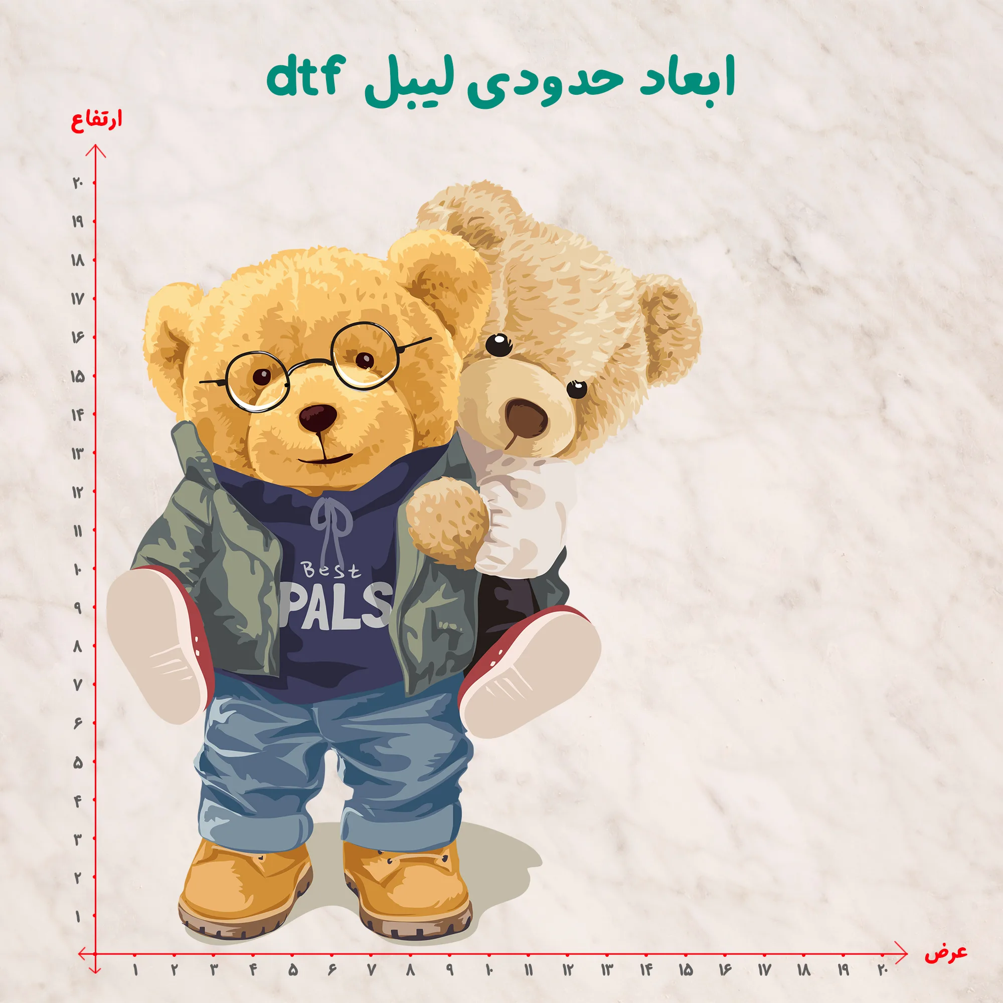 استیکر پارچه و لباس مدل dtf طرح تدی کد H20.198 مجموعه 3 عددی