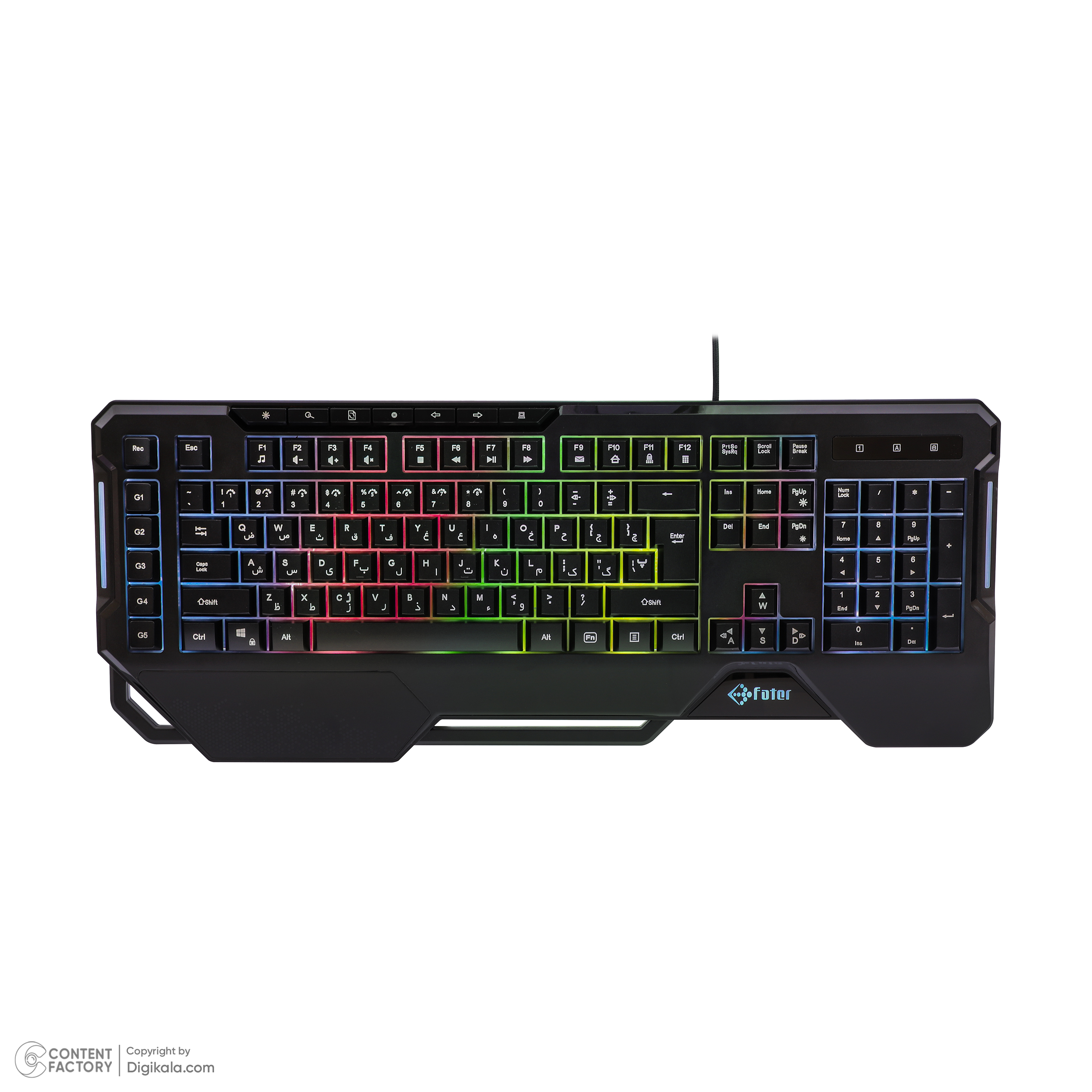 کیبورد گیمینگ فاطر مدل KCR-7000B، سوییچ هیبریدی، Full-size، نورپردازی RGB
