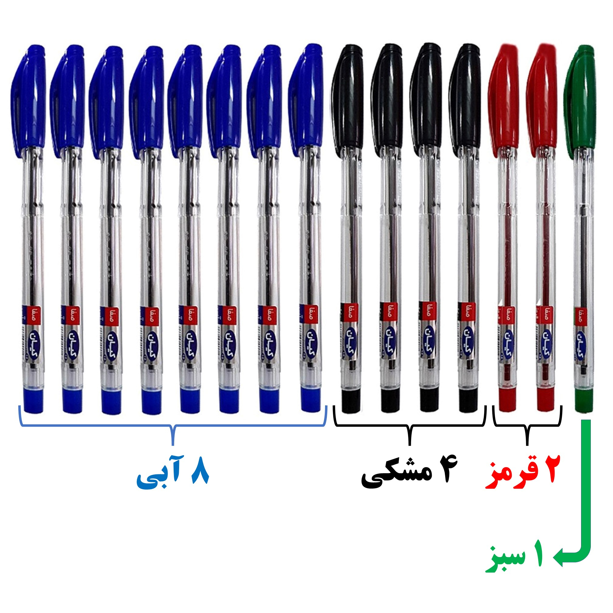 خودکار کیان کد 07 به همراه ماژیک علامت گذار بسته 20 عددی