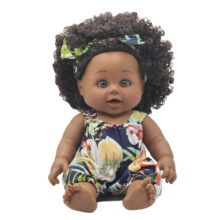 عروسک ناب سل مدل مو فرفری سیاه پوست موزیکال کد DO008 ارتفاع 34 سانتی متر