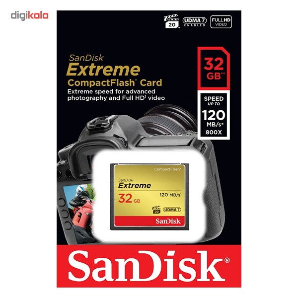 کارت حافظه CompactFlash سن دیسک مدل Extreme سرعت 800X 120MBps ظرفیت 32 گیگابایت
