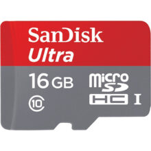 کارت حافظه microSDHC سن دیسک مدل Ultra کلاس 10 استاندارد UHS-I U1 سرعت 80MBps همراه با آداپتور ظرفیت 16 گیگابایت