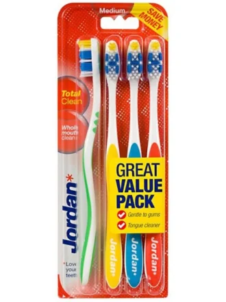 مسواک جردن مدل Total Clean با برس متوسط بسته 4 عددی