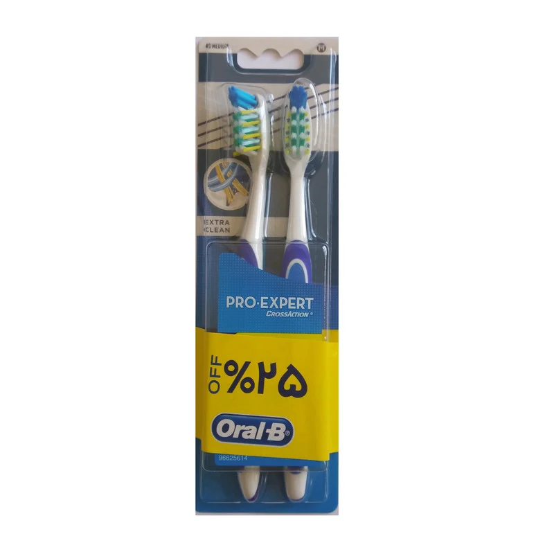 مسواک اورال-بی سری Pro Expert Crossaction مدل Extera clean با برس متوسط – بسته 2 عددی