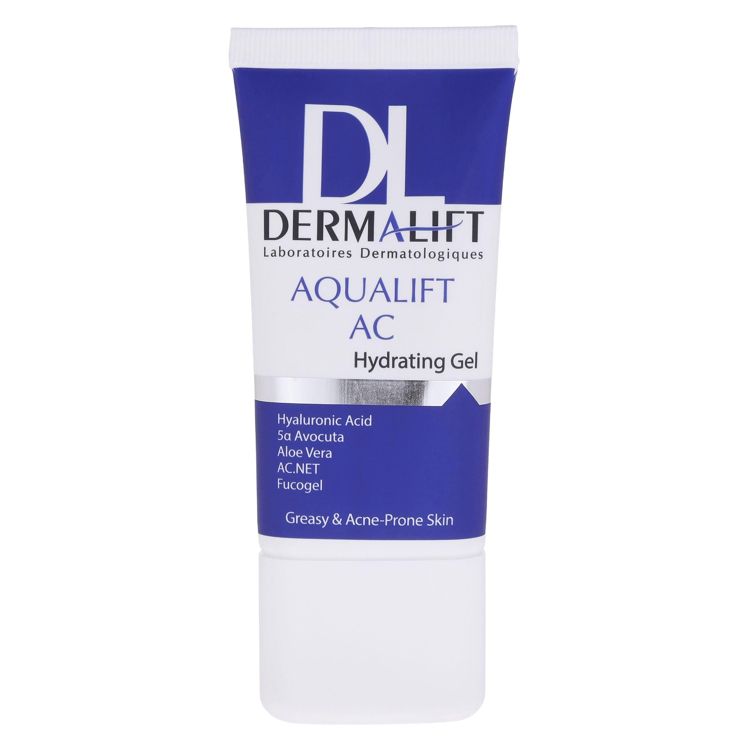 ژل آبرسان صورت درمالیفت مدل AQUALIFT AC مناسب برای پوست‌های چرب و جوشدار حجم 50 میلی لیتر