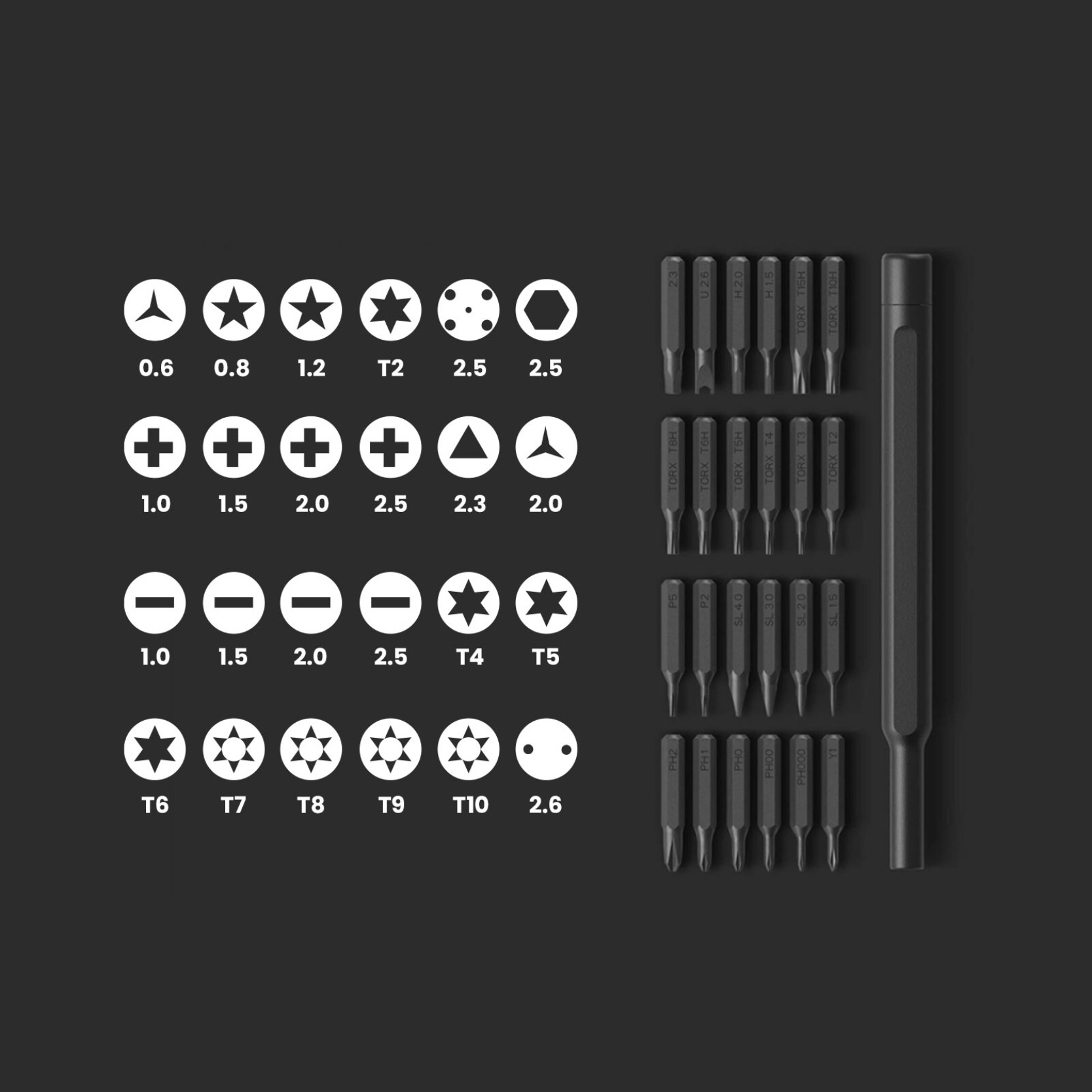 پیچ گوشتی شیائومی مدل MJJXLSD002QW بسته 25 عددی