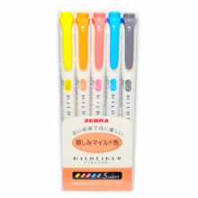 ماژیک علامت گذار دو سر زبرا مدل Mildliner طرح Friendly Colors بسته 5 عددی