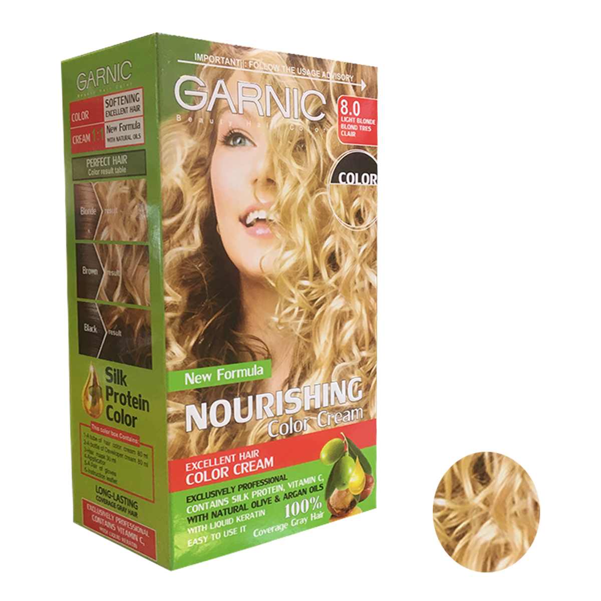 کیت رنگ مو گارنیک شماره 8.0 حجم 80 میلی لیتر رنگ بلوند روشن