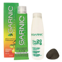 رنگ مو گارنیک شماره 6.1 حجم 120 میلی لیتر رنگ بلوند خاکستری تیره به همراه اکسیدان گارنیک مدل 20vol شش درصدی حجم 180 میلی لیتر