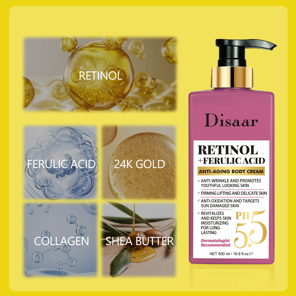 کرم سفت کننده، ضد چروک دیسار مدل رتینول و فرولیک اسید مناسب برای انواع پوست حجم 500 میلی‌لیتر