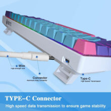 کیبورد بویی مدل 61Mini - Cherry MX Blue Switch - Lavender Color