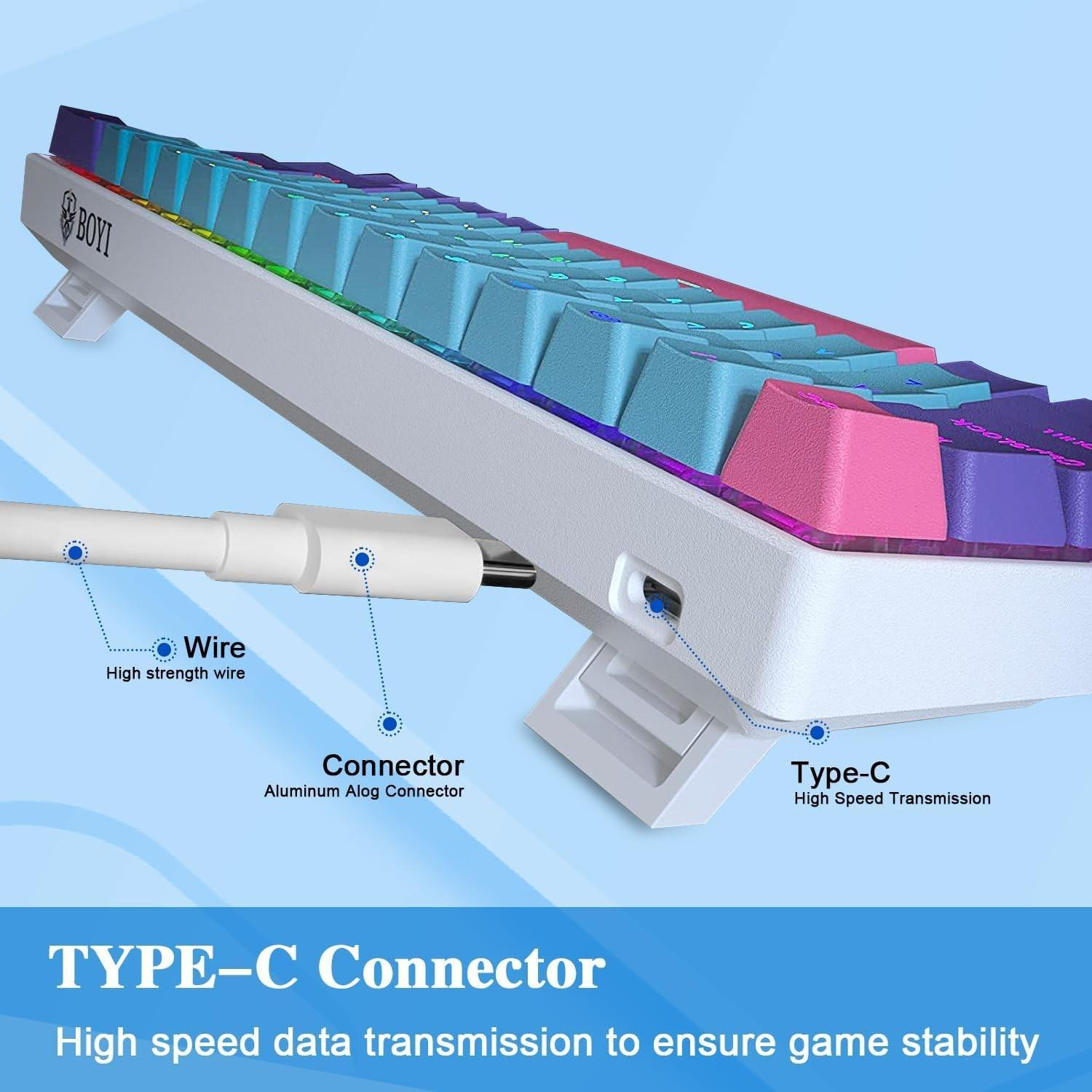 کیبورد بویی مدل 61Mini - Cherry MX Blue Switch - Lavender Color