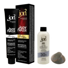 رنگ مو آیون شماره 8.1 حجم 120 میلی لیتر رنگ بلوند دودی به همراه اکسیدان آیون مدل 30vol نه درصدی حجم 180 میلی لیتر