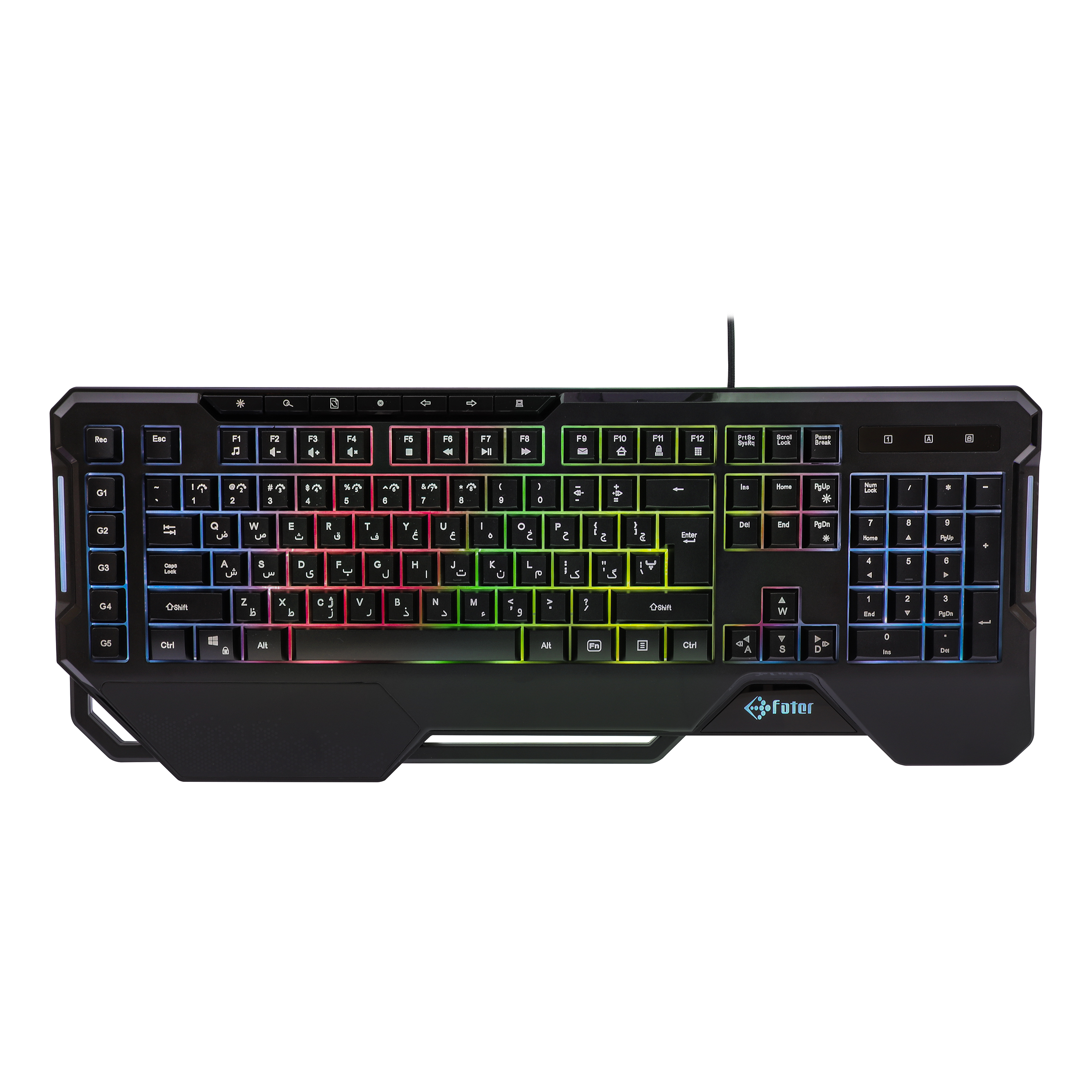 کیبورد گیمینگ فاطر مدل KCR-7000B، سوییچ هیبریدی، Full-size، نورپردازی RGB