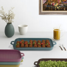 سینی سرامیکی بومی مدل مستطیل دو دسته مات