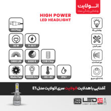 لامپ هدلایت LED اتولایت مدل E1 پایه H4 بسته 2 عددی