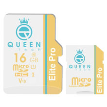 کارت حافظه Micro SDHC کوئین تک مدل Eite pro V10-566X کلاس 10 استاندارد UHS-l U1 سرعت 85mbps ظرفیت 16 گیگابایت به همراه آداپتور SD