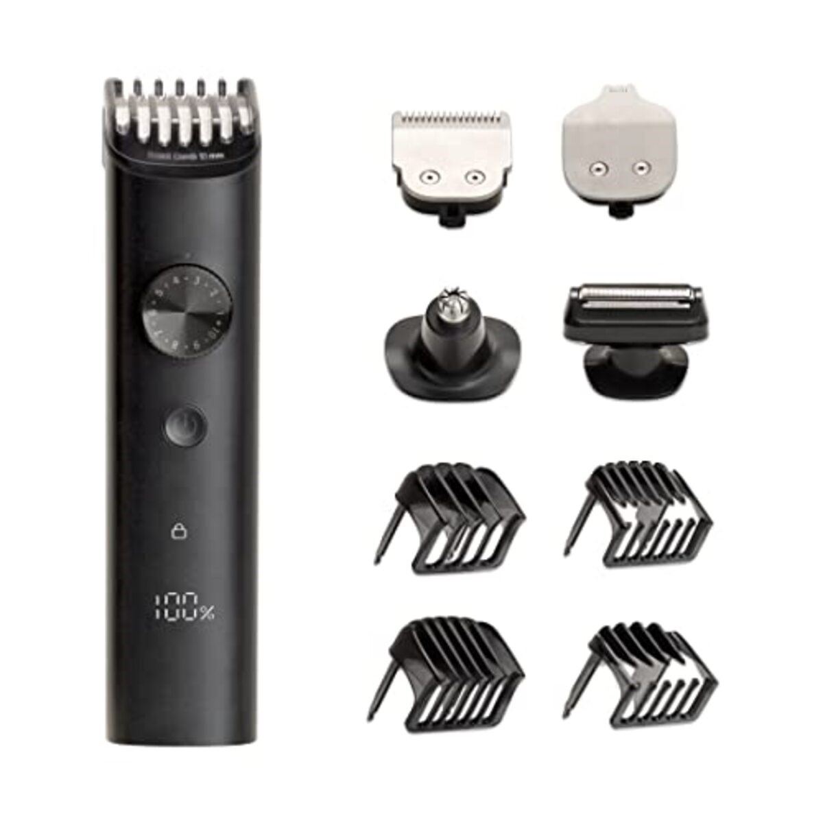 ماشین اصلاح موی سر و صورت تریمر شیائومی مدل Grooming Kit Pro XMGHT2KITLF، با تیغه‌های خود تیزشونده، دارای تنظیم‌گر چرخشی، منبع انرژی باتری قابل شارژ، اندازه اصلاح 0.5 تا 10 میلی‌متر، جنس تیغه استیل ضد زنگ، مدت زمان استفاده پس از شارژ 90 دقیقه