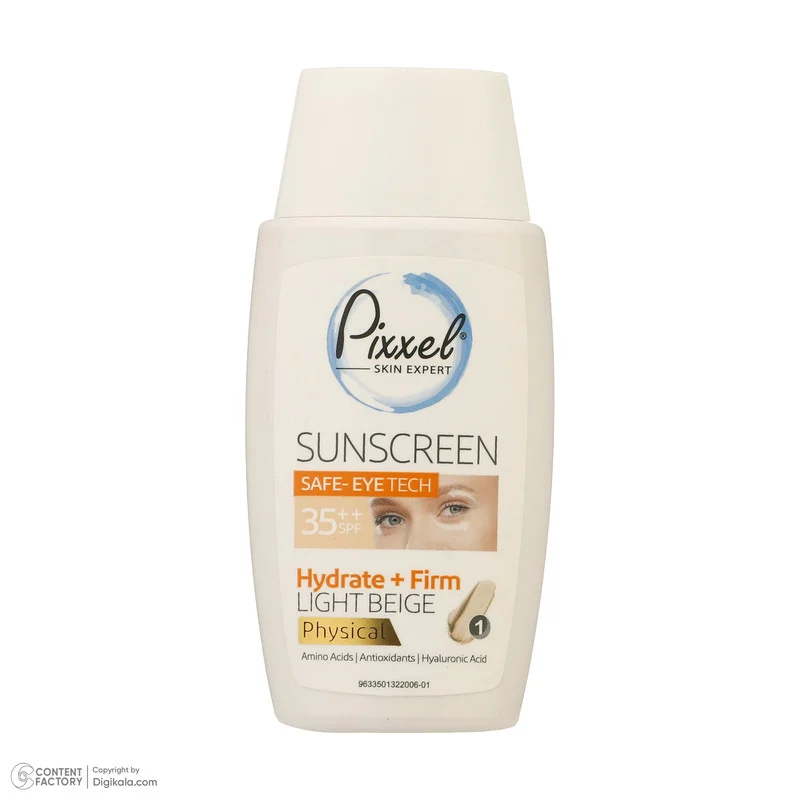 کرم ضدآفتاب رنگی دور چشم و صورت پیکسل SPF35 مدل Physical، حاوی محافظ UVA ،++PA و UVB، ضد پیری، مرطوب‌کننده، مناسب انواع پوست حجم 50 میلی‌لیتر