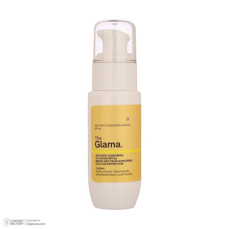کرم ضد آفتاب ، ضد لک بی‌رنگ دست و صورت گلاما SPF 50 مدل Anti-Spot ‌محافظ UVA ، UVB مناسب برای انواع پوست حجم 50 میلی‌ لیتر
