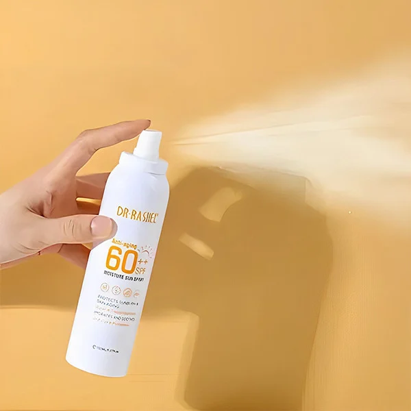 اسپری ضد آفتاب بدون رنگ دکتر راشل SPF 60 مدل anti aging ‌مناسب برای انواع پوست حجم 150 میلی‌لیتر