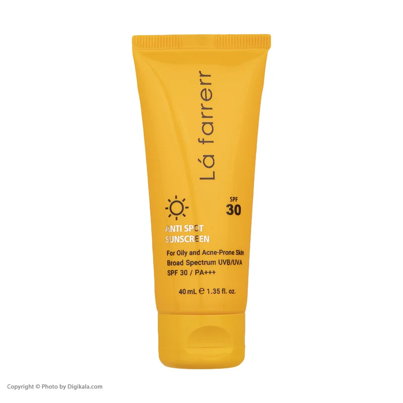 کرم ضدآفتاب و ضدلک بی‌رنگ لافارر مدل SPF30، مناسب پوست‌های چرب، حجم 40 میلی‌لیتر