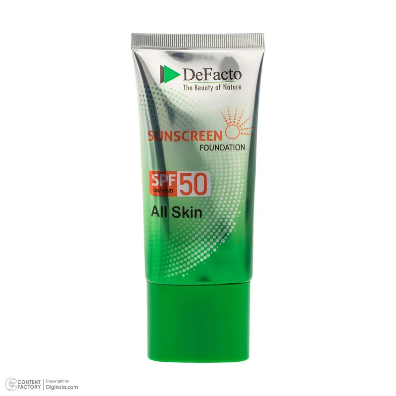 کرم ضد آفتاب رنگی صورت دیفکتو SPF 50 مدل LB محافظ در برابر اشعه UVA،UVB مناسب برای انواع پوست حجم 50 میلیلیتر