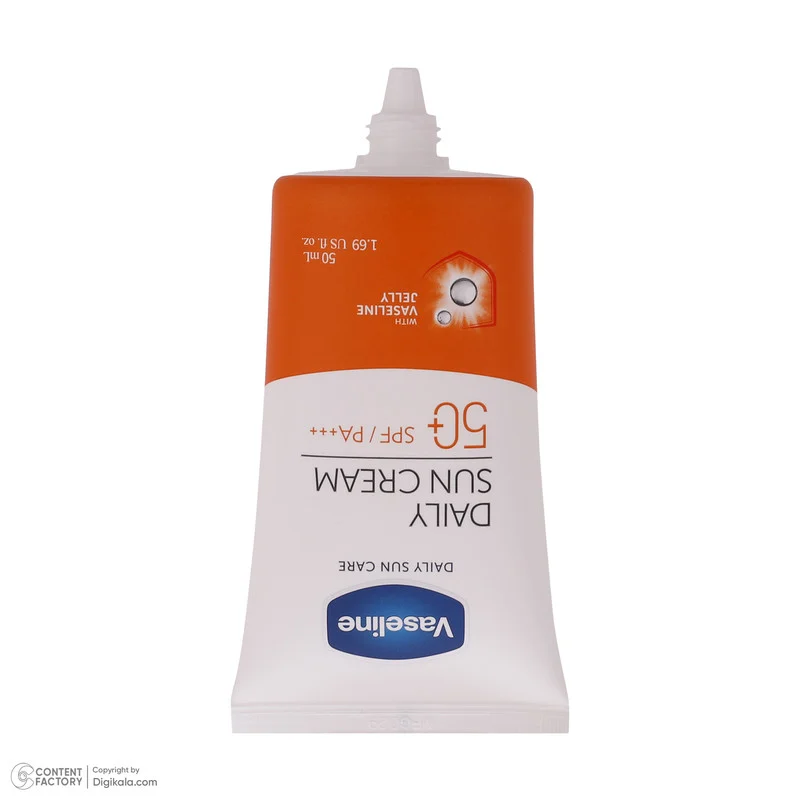 کرم ضدآفتاب بی‌رنگ وازلین +SPF50 مدل دیلی سان مناسب انواع پوست، حجم 50 میلی‌لیتر