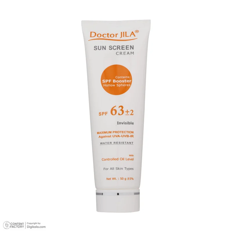 کرم ضد آفتاب بدون رنگ دکتر ژیلا SPF 63 مدل Maximum Protection مناسب انواع پوست وزن 50 گرم