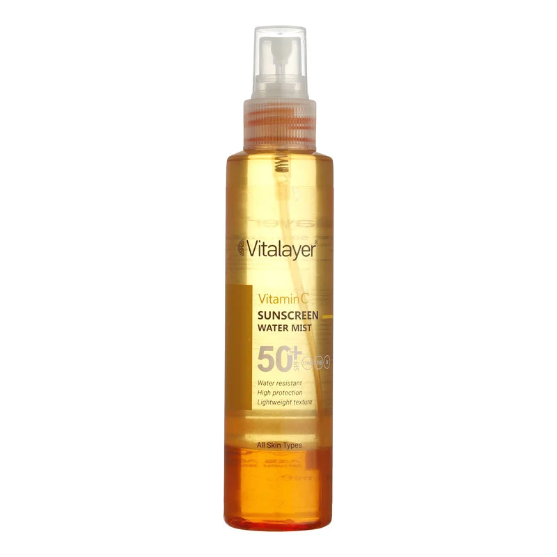 اسپری ضدآفتاب بدون رنگ ویتالیر SPF50 مدل Vitamine C ‌مناسب برای انواع پوست، حجم 150 میلی‌لیتر
