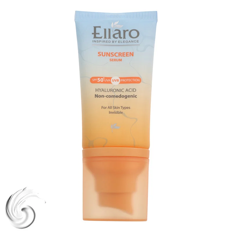 کرم ضد آفتاب بی‌رنگ صورت الارو SPF 50 مدل Hyaluronic acid ‌محافظ در برابر اشعه UVA و UVB مناسب برای انواع پوست حجم 40 میلی‌لیتر