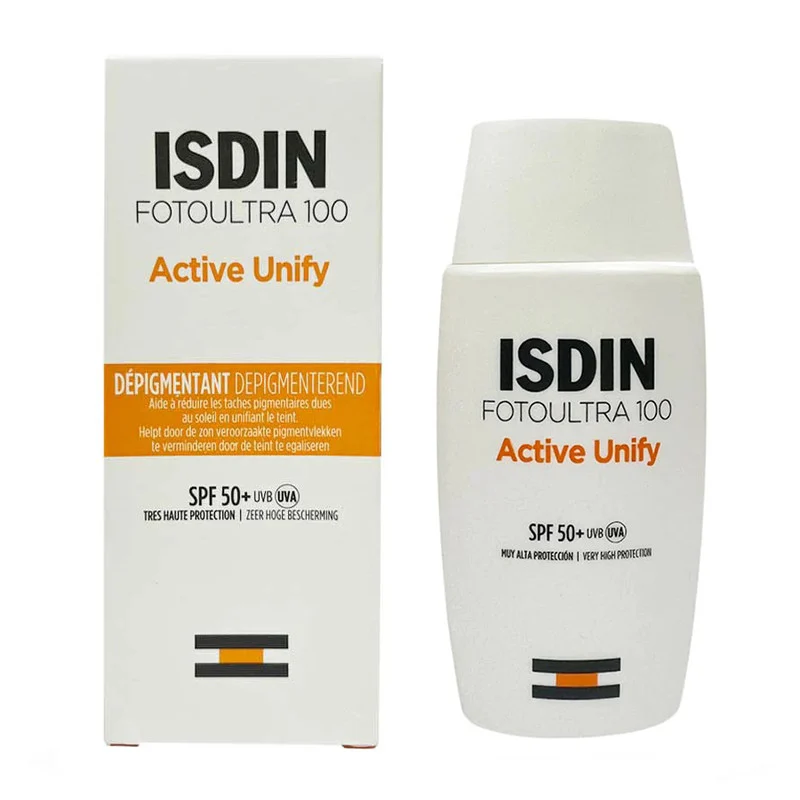 کرم ضدآفتاب بدون رنگ ایزدین SPF50 مدل FOTOULTRA 100 ACTIVE UNIFY ‌مناسب انواع پوست، حجم 50 میلی‌‌لیتر