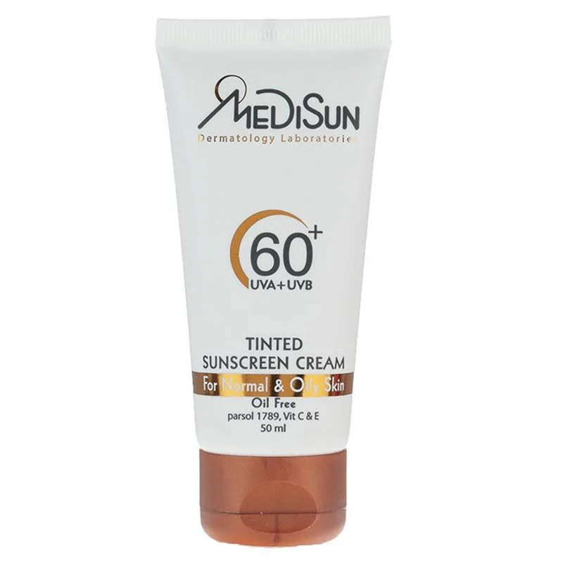 کرم ضد آفتاب رنگی مدیسان مدل Tinted SPF 60 مناسب پوست های چرب و معمولی حجم 50 میلی لیتر