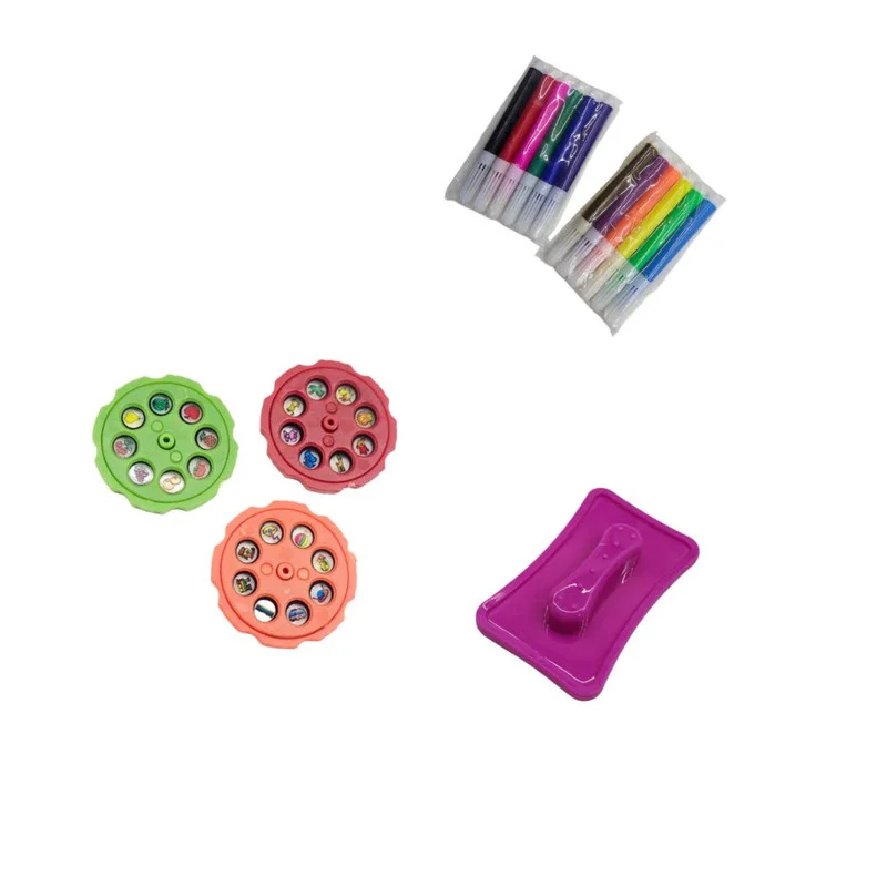 بازی آموزشی رنگ آمیزی ناب سل مدل میز نقاشی پروژکتوردار چراغدار طرح کرومی PROJECTION PAINTING 12COLORS WATERCOLOR PEN WITH 24 PATERN