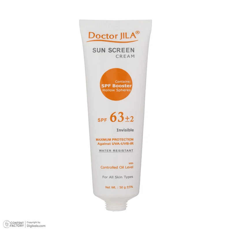 کرم ضد آفتاب بدون رنگ دکتر ژیلا SPF 63 مدل Maximum Protection مناسب انواع پوست وزن 50 گرم