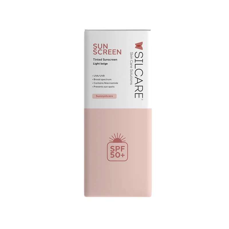 کرم ضد آفتاب رنگی دست و صورت و گردن سیلکر SPF 50 مدل Hydrating محافظ UVA و UVB مناسب برای انواع پوست حجم 50 میلی‌لیتر