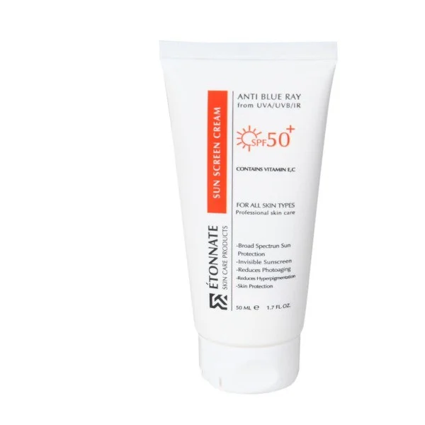 کرم ضد آفتاب بدون رنگ ایتونانت +SPF50 مدل مینرال محافظ UVA ،UVB،  ، ضد چروک، مرطوب‌کننده، مناسب انواع پوست حجم 50 میلی‌لیتر