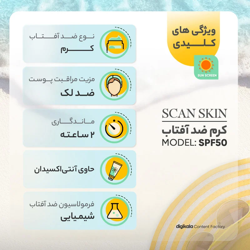 کرم ضدآفتاب و ضدلک بی‌رنگ اسکن اسکین مدل SPF50 مناسب انواع پوست، حجم 40 میلی‌لیتر