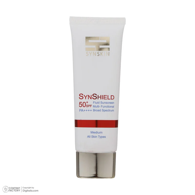 فلوئید ضد آفتاب رنگی ساین اسکین SPF 50 مدل Syn shield مناسب انواع پوست وزن 50 گرم