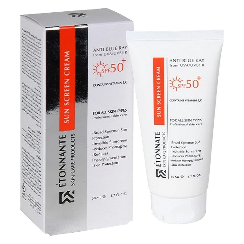 کرم ضد آفتاب بدون رنگ ایتونانت +SPF50 مدل مینرال محافظ UVA ،UVB،  ، ضد چروک، مرطوب‌کننده، مناسب انواع پوست حجم 50 میلی‌لیتر