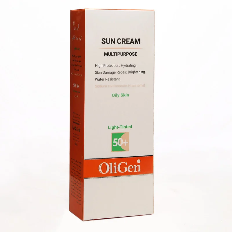 کرم ضد آفتاب رنگی الی ژن SPF 50 مدل L_T_O مناسب پوست‌های چرب حجم 50 میلی‌لیتر