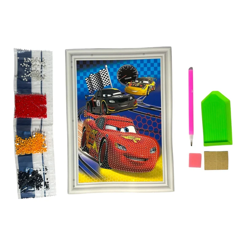 بازی آموزشی مدل ساخت تابلو نقاشی الماسی طرح ماشین ها کد Lightning McQueen
