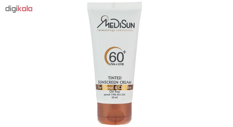 کرم ضد آفتاب رنگی مدیسان SPF 60 مدل Tinted مناسب پوستهای چرب و معمولی حجم 50 میلیلیتر