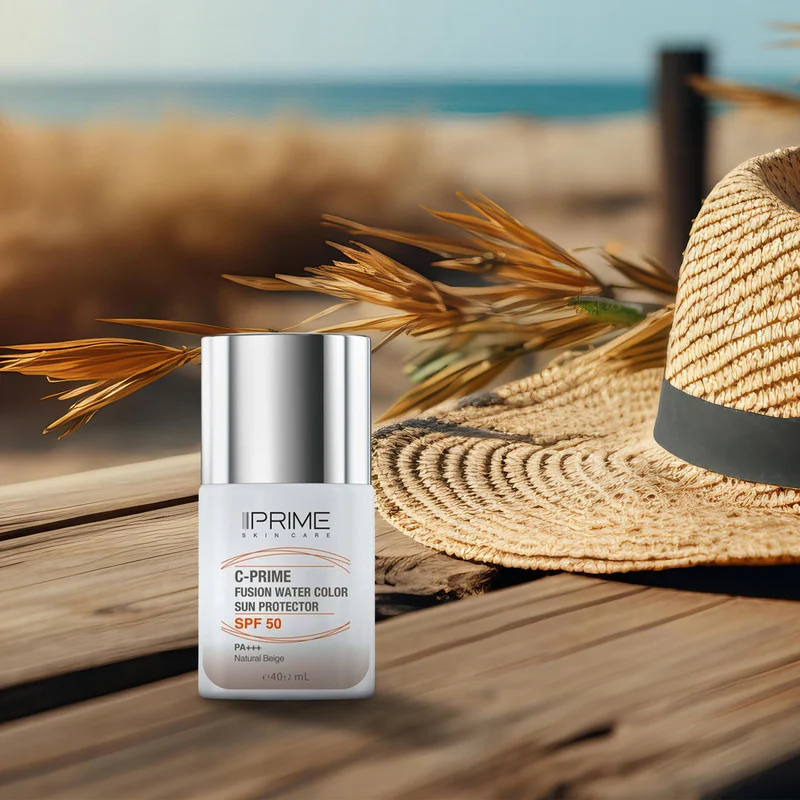 فلوئید ضد آفتاب رنگی پرایم، SPF 50، مدل فیوژن واتر، مناسب انواع پوست با تنالیته روشن و حجم 40 میلی لیتر، محافظت‌کننده در برابر اشعه‌های PA++++ ،UVA ،UVB، دارای فرمولاسیون فاقد چربی، ویتامین سی و آنتی اکسیدان، با ماندگاری 4 ساعته