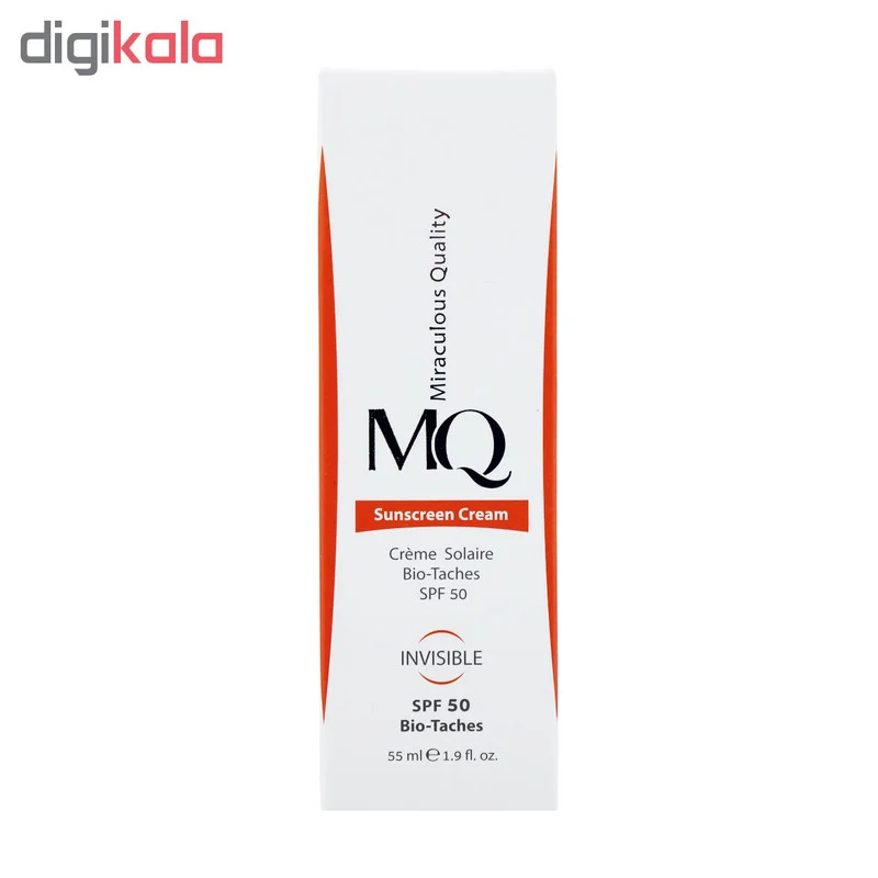 کرم ضدآفتاب بی‌رنگ ام کیو SPF50 مدل BIO TACHES مناسب انواع پوست، حجم 55 میلی‌لیتر