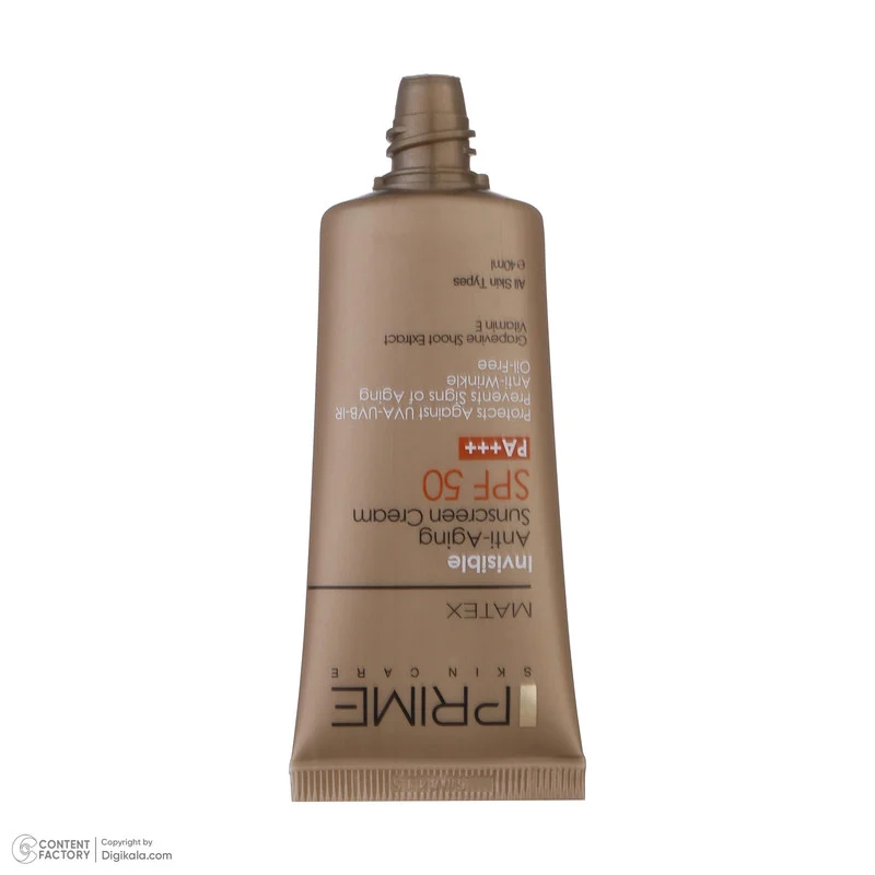 کرم ضدآفتاب بدون رنگ پرایم مدل Anti Aging SPF50، حجم 40 میلی‌لیتر