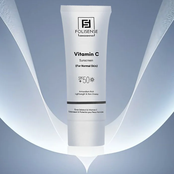 کرم ضد آفتاب بی‌رنگ صورت فولیسنس SPF 50 مدل Vitamin C ‌محافظ در برابر UVA/UVB مناسب برای انواع پوست حجم 40 میلی‌لیتر