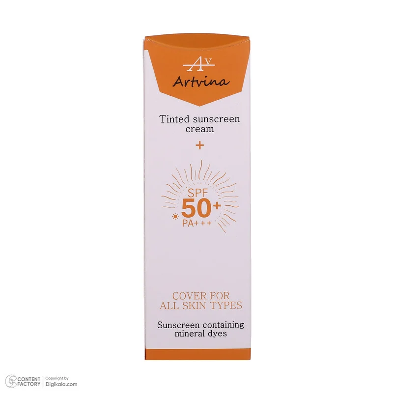 کرم ضد آفتاب رنگی آرت وینا SPF 50 مدل زینک اکساید محافظ UVA ، UVB مناسب انواع پوست حجم 50 میلیلیتر