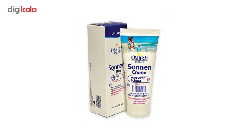 کرم ضدآفتاب بدون رنگ امبرا SPF15 مدل Sonnen مناسب پوست های حساس حجم 100 میلی لیتر