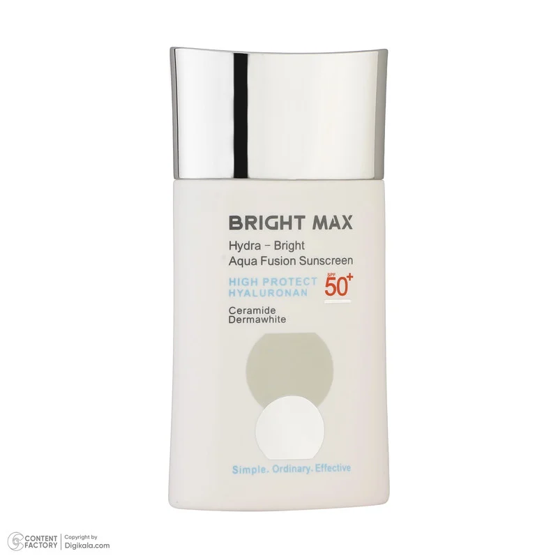 فلوئید ضدآفتاب بی‌رنگ برایت مکس SPF50 مدل هیدرابرایت ‌مناسب انواع پوست، حجم 50 میلی‌لیتر